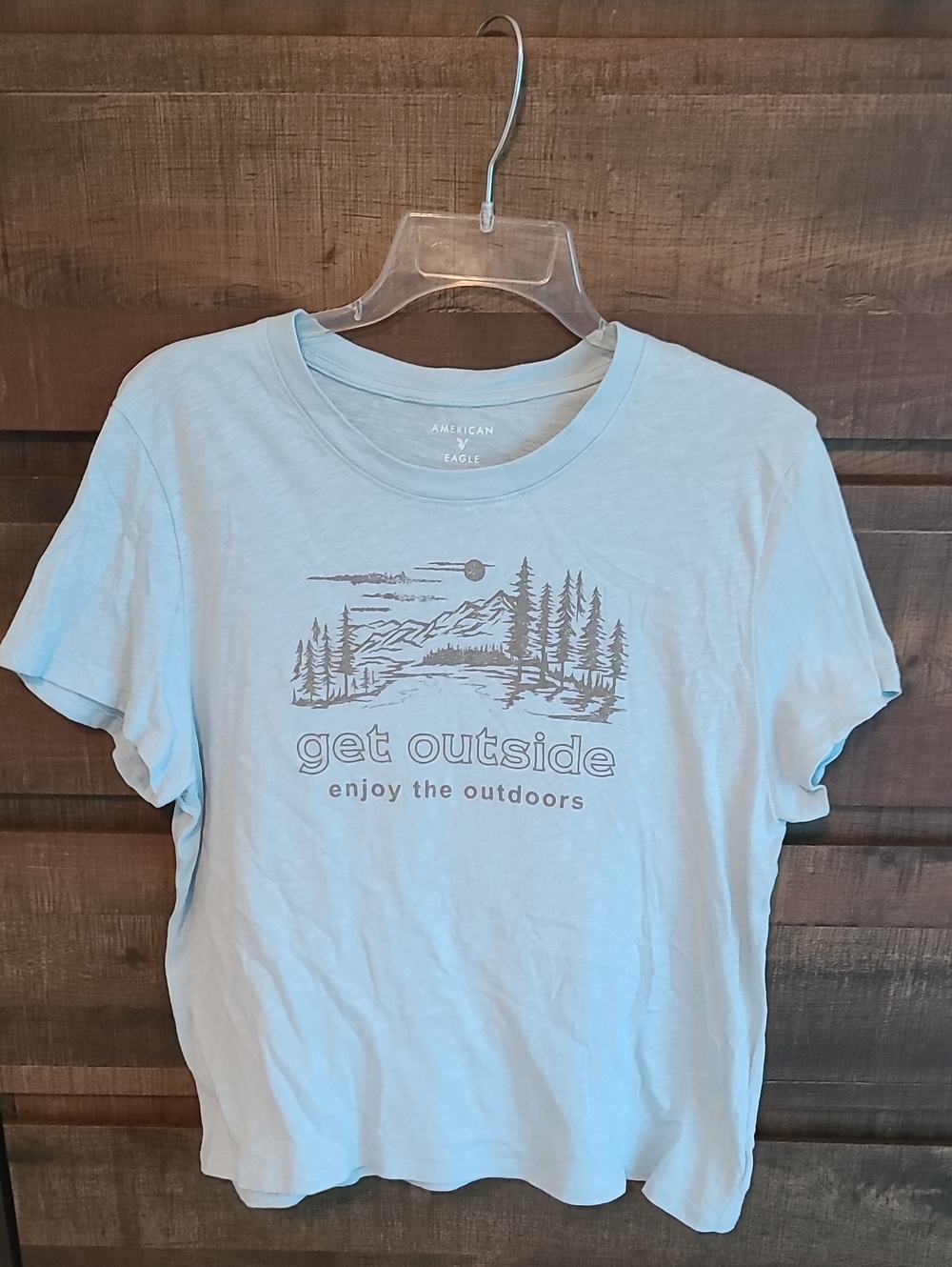 American Eagle Outfitters Light Blue 'Get Outside' Nature Graphic Tee